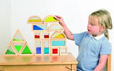 set di 16 blocchi sensoriali con materiali sensoriali all'interno per costruire ed esplorare le forme e i colori
