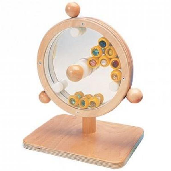 ruota a specchio con biglie in marmo per la stimolazione uditiva e visiva
